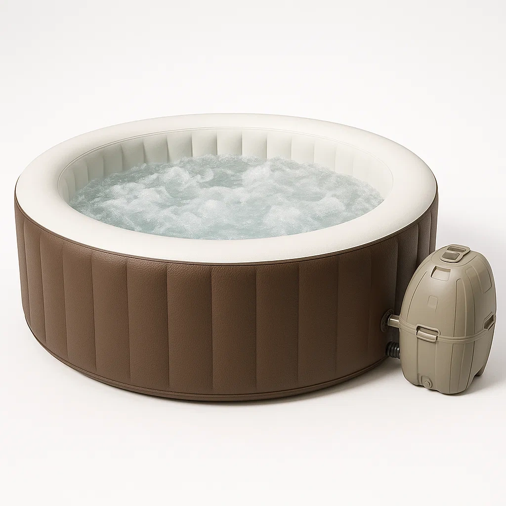 Spas hinchables 180x180x71 cm 4 personas redondo color marrón/Blanco DkbheZi377ms