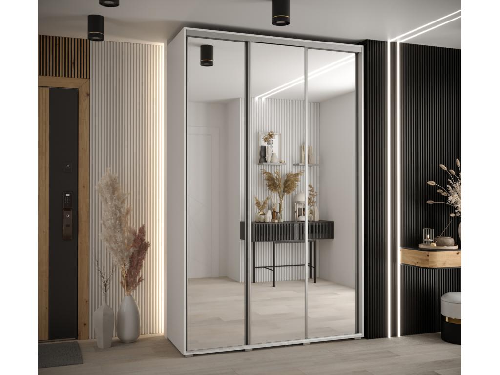 ARMARIO DAVOS 2 DE PUERTAS CORREDERAS 235,2/150/45 3 puertas (Blanco/Blanco/Plata)