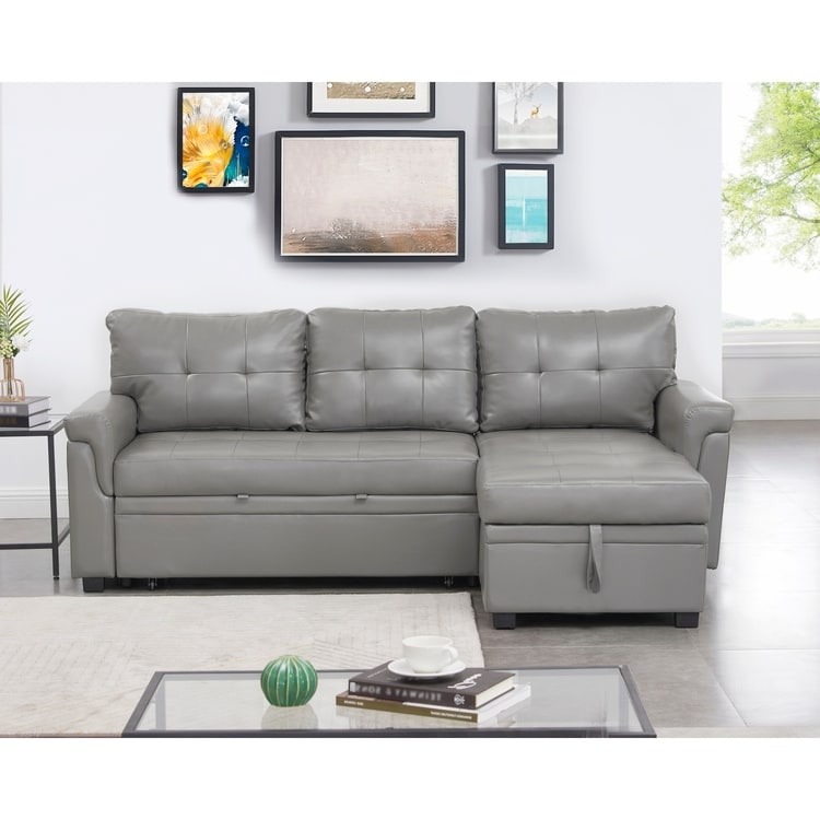 WAYFAIR Perry Modern Reversible Sectional Sofa With Storage Chaise, Pullout Sleeper Sofa Couch Bed For Living Room