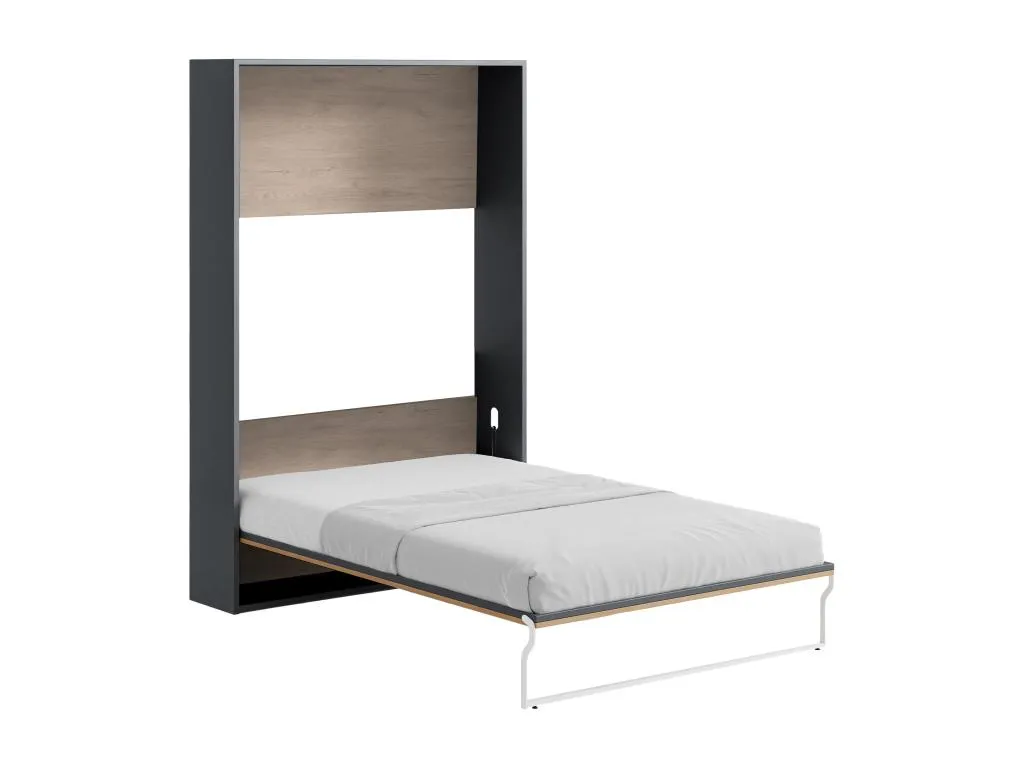 Cama abatible 140x200 cm - Apertura vertical manual - Color - Natural y antracita - Banakdecoracion II 70945JPPO