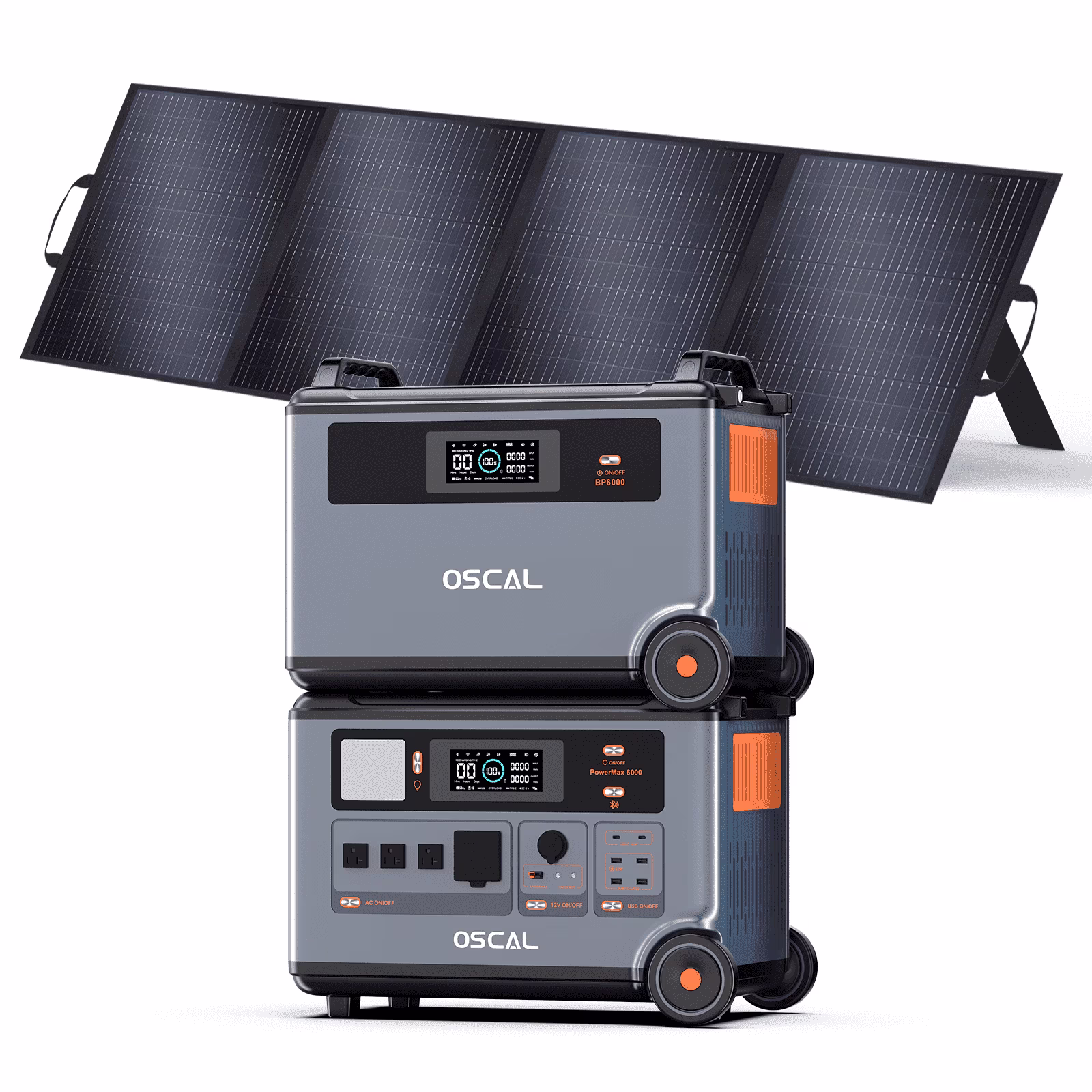 OSCAL Powermax 6000 Portable Power Station, 3600wh LiFePO4 Battery with 6000W Output, BP3600 Expansion Battery 200W Solar Panels, Solar Generator for Camping, Home, Outdoor, Emergency Use(Powermax 6000)