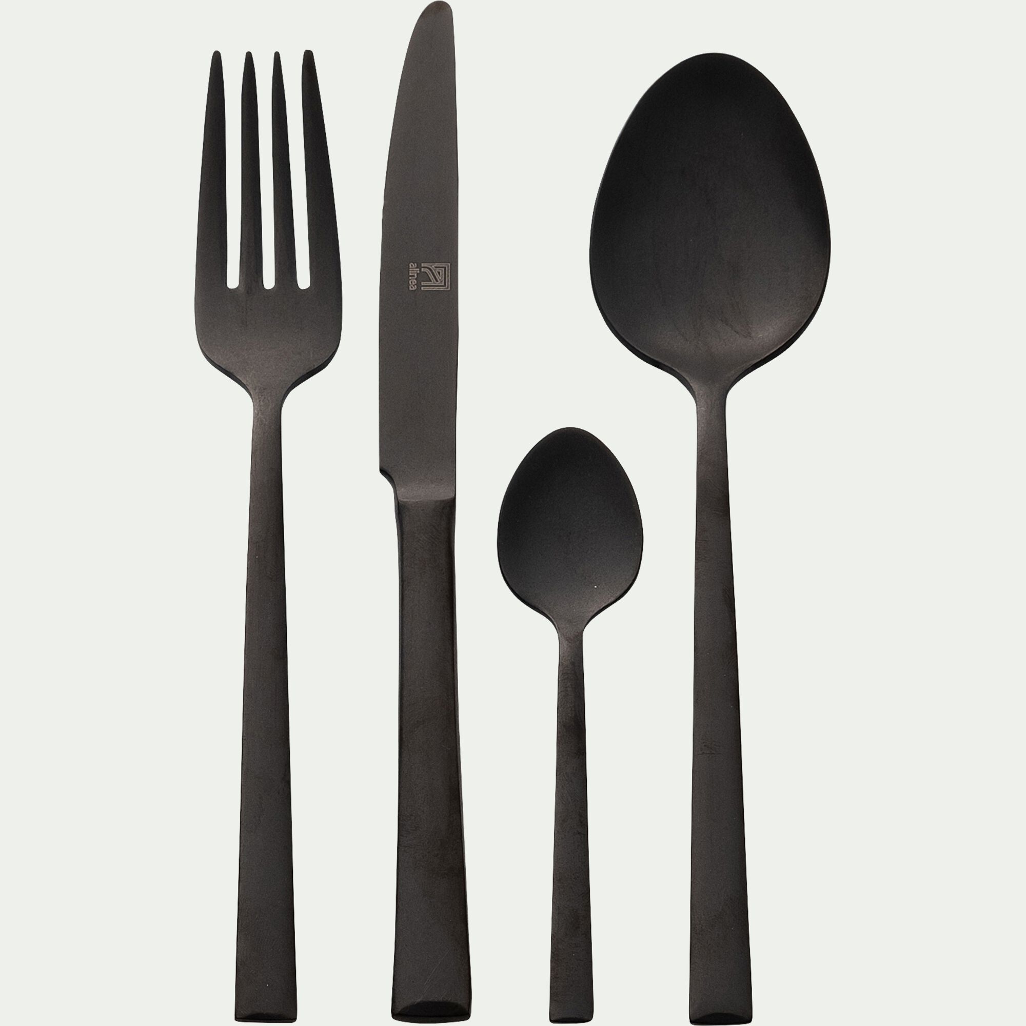 MORFEU - Ménagère 16 pièces en inox finition PVD - noir mat