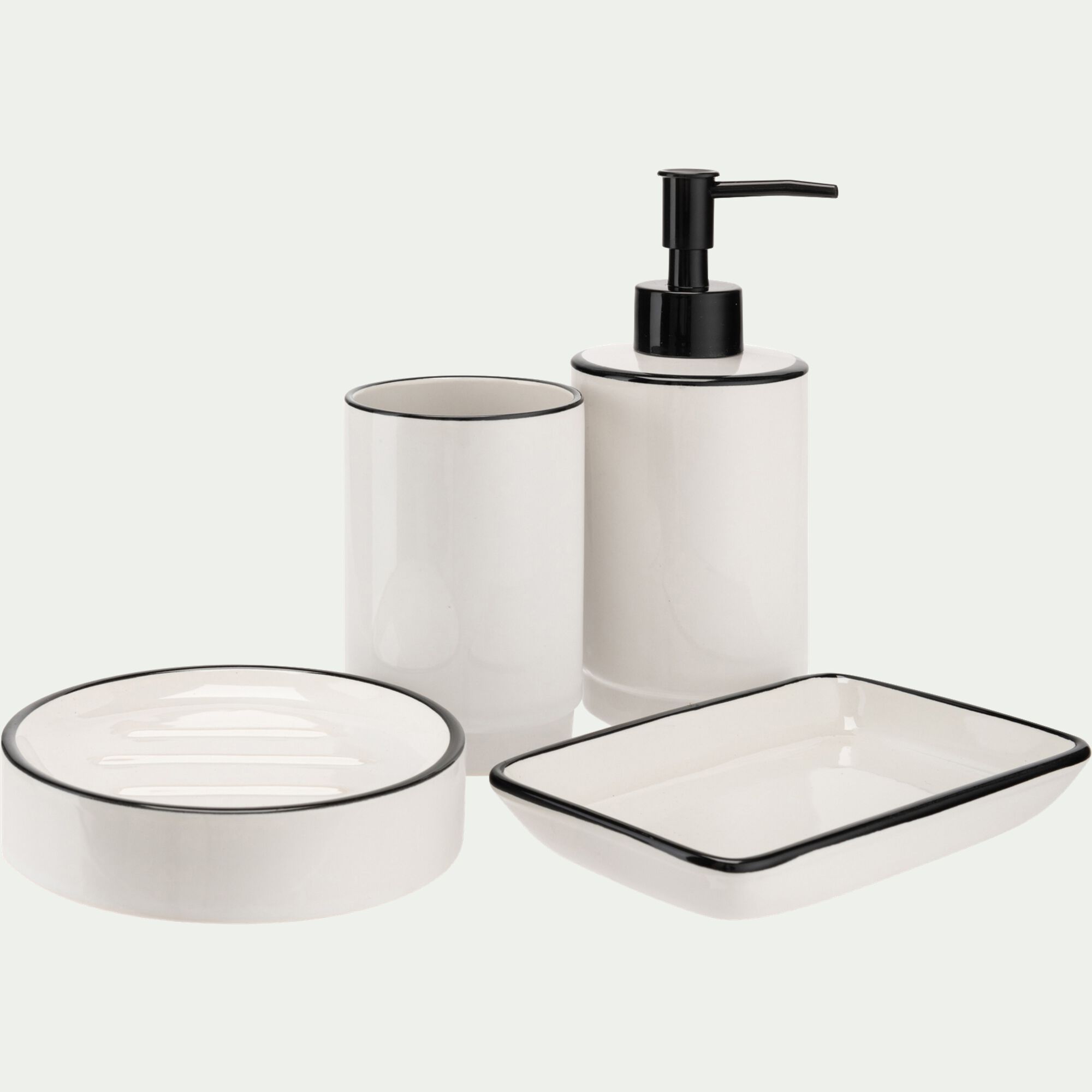 DIVI - Distributeur à savon en grès - blanc H18,50cm