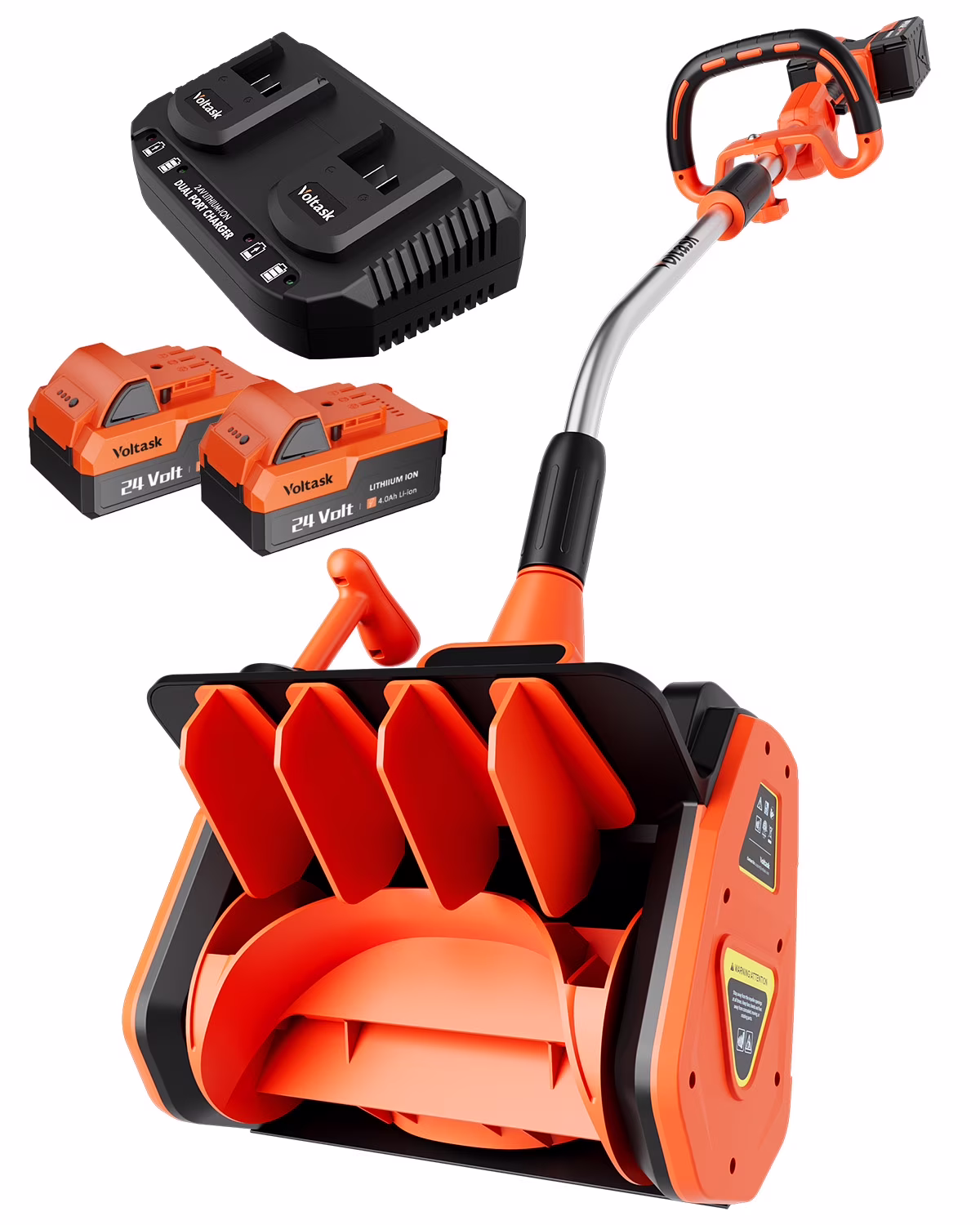 VOLTASK Cordless Snow Shovel, 48V | 13.5 - Inch Cordless Snow Blower, Battery Snow Blower with Directional Plate (2 * 24V Battery Dual Quick Charger Included)