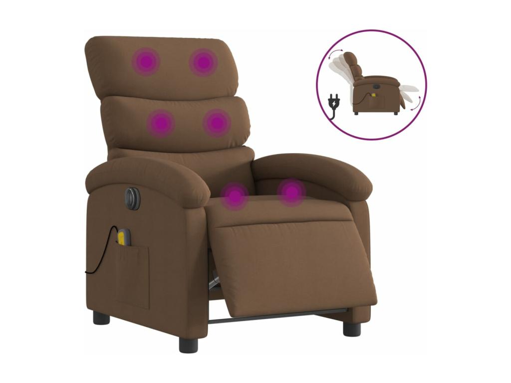 Sillón reclinable de masaje eléctrico tela marrón