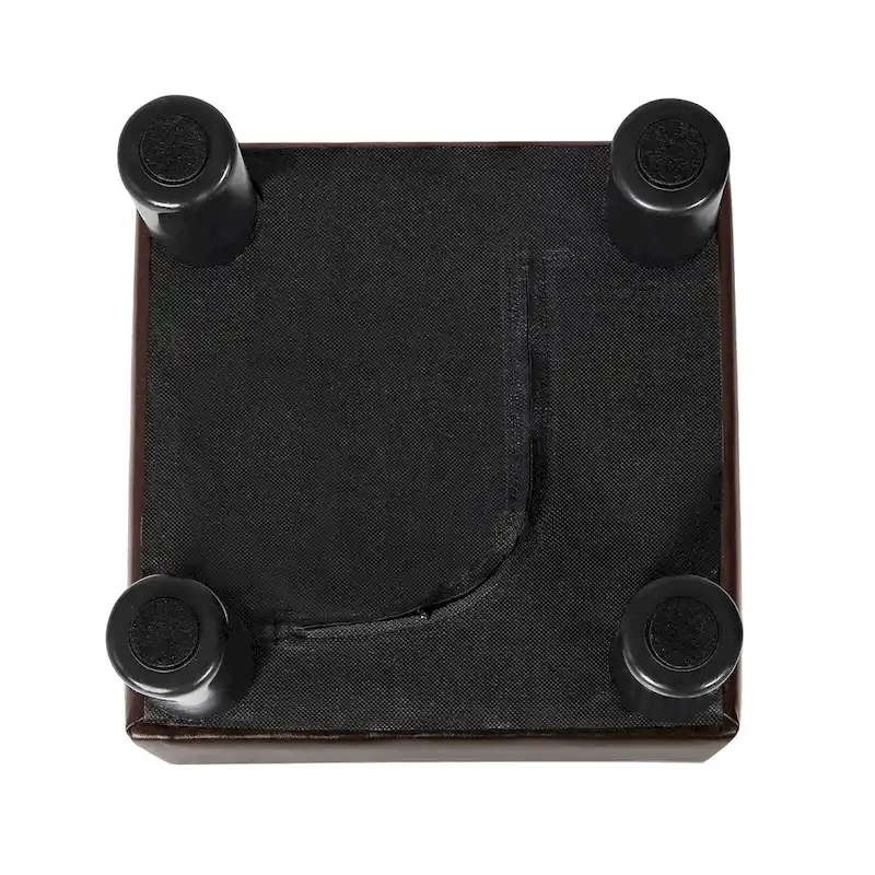 Square Footrest Stool with Upholstered Seat and Wooden Legs