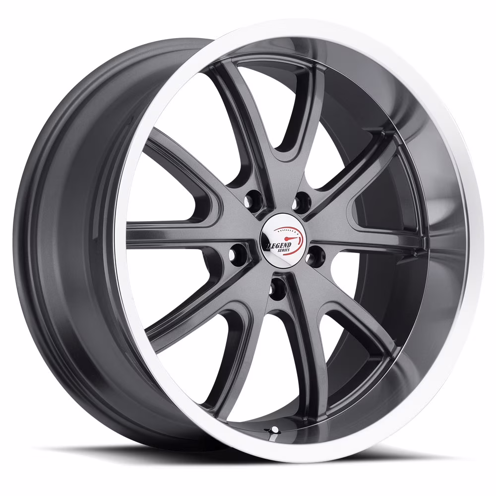 18x9.5 American Muscle 143 Torque Gunmetal Mach Wheel 5x5 (0mm)