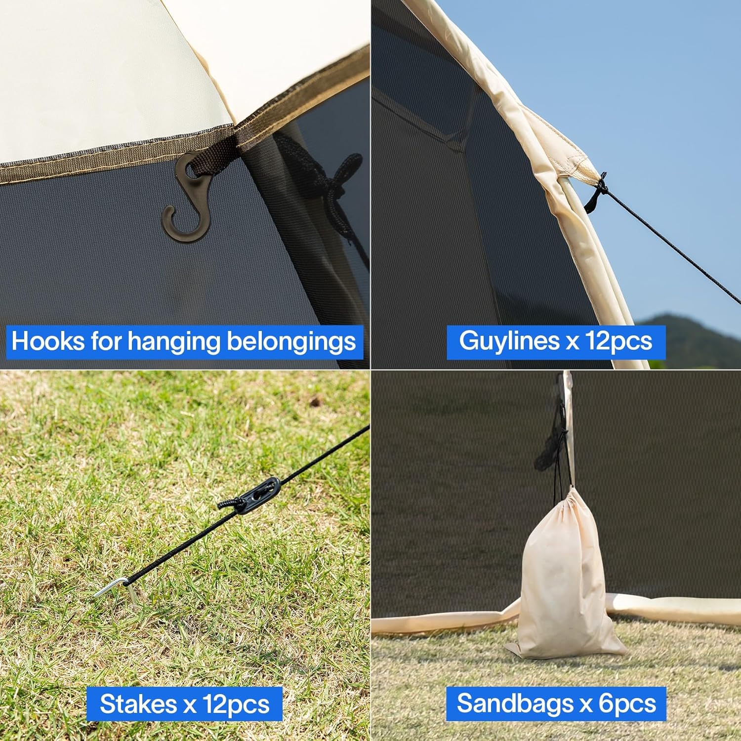 Screen gazebo sleeps 6-10-15 people Igloo-style canopy tent mosquito net on the sides Perfect