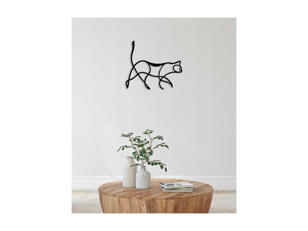 Decoración de Metal Gato 10, Negro, 58x0,15x50 cm cm, Tucasago