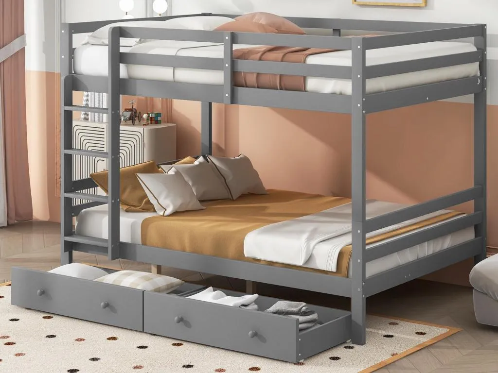 Litera de Homepleno con cajones y escalera - 140x200cm - Gris ivhb88804