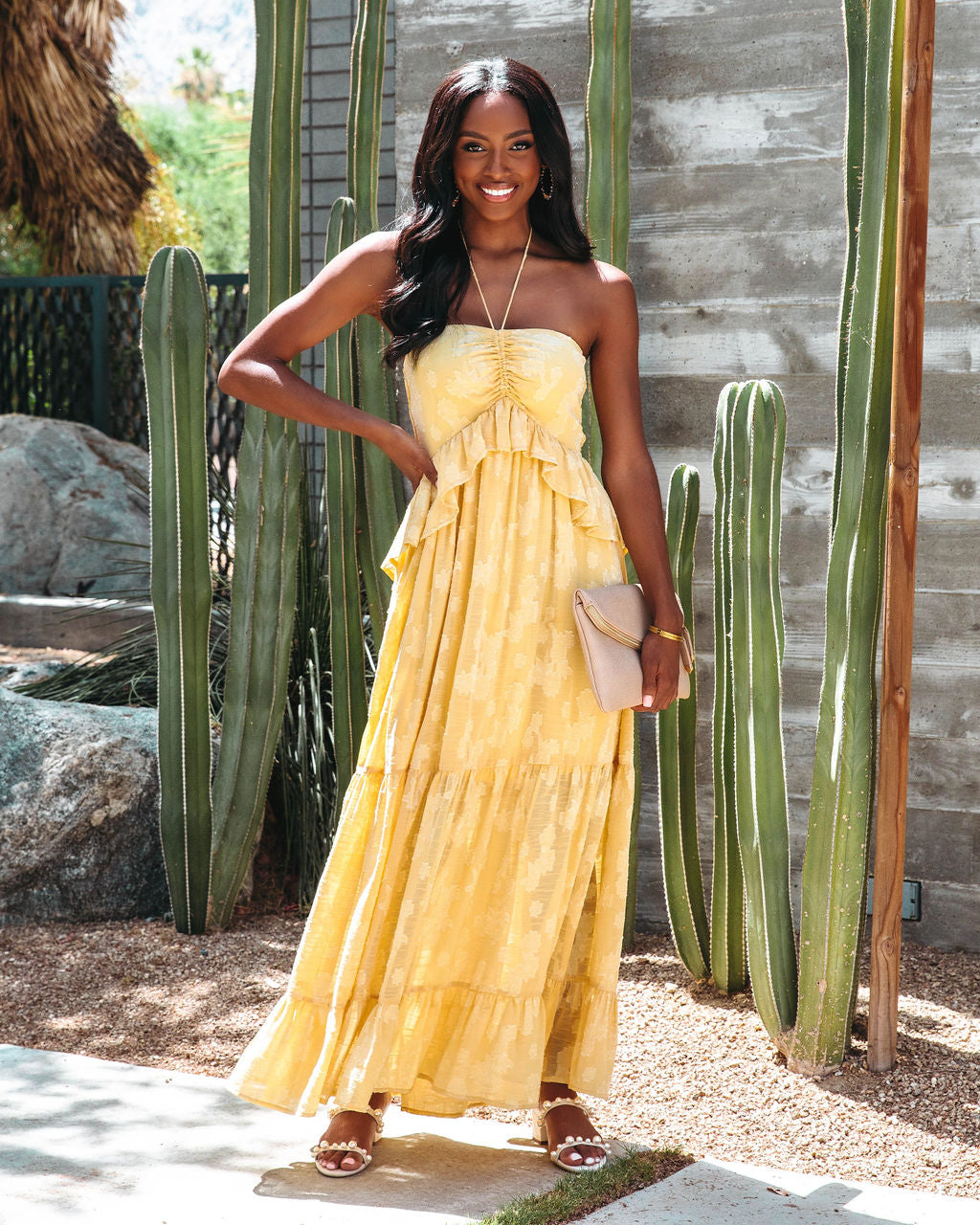 San Felipe Halter Maxi Dress - Yellow - FINAL SALE - Se7enfashion