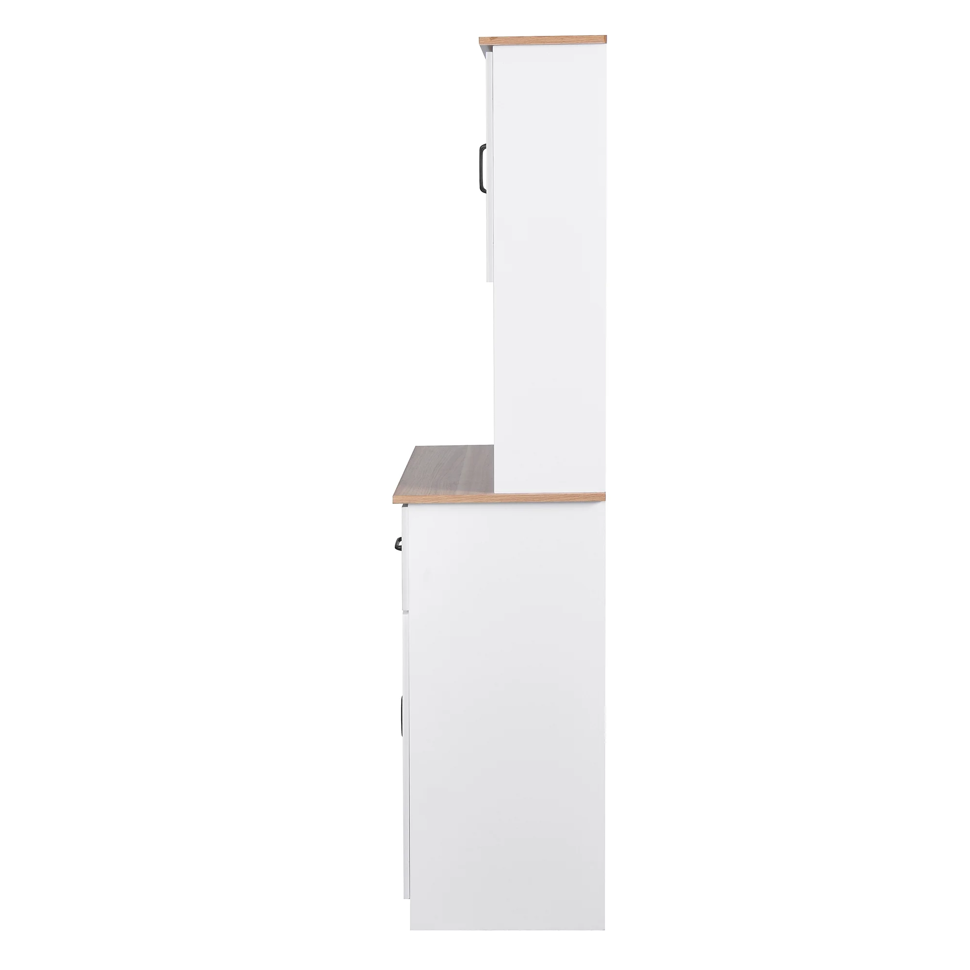 Clearance! Wooden Kitchen Cabinet White Pantry Room Storage Microwave Cabinet with Framed Glass Doors and Drawer - Image 6