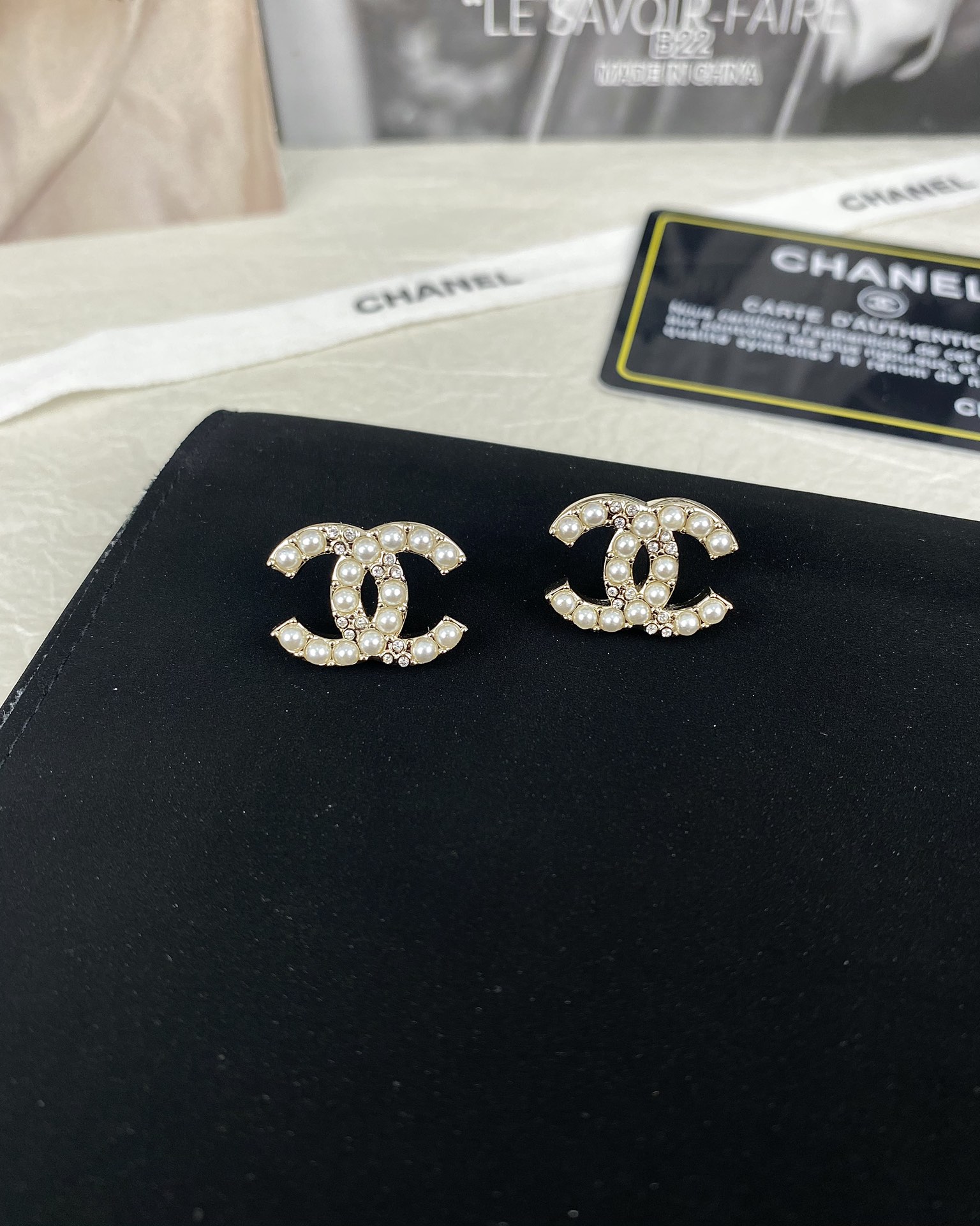 Chanel Pearl and Diamond Paved CC Earrings - Original Replica Club
