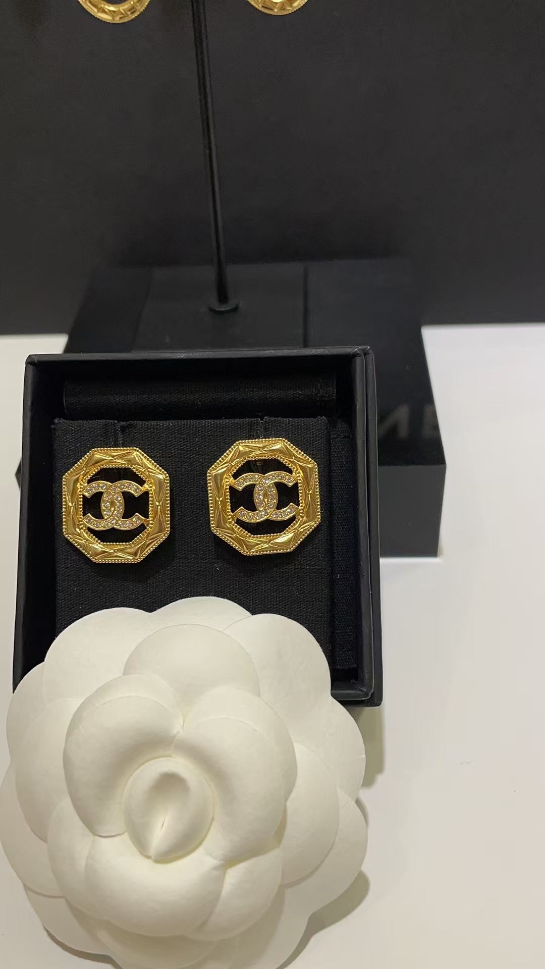 Chanel Geometric Octagon Stud Earrings - Original Replica Club