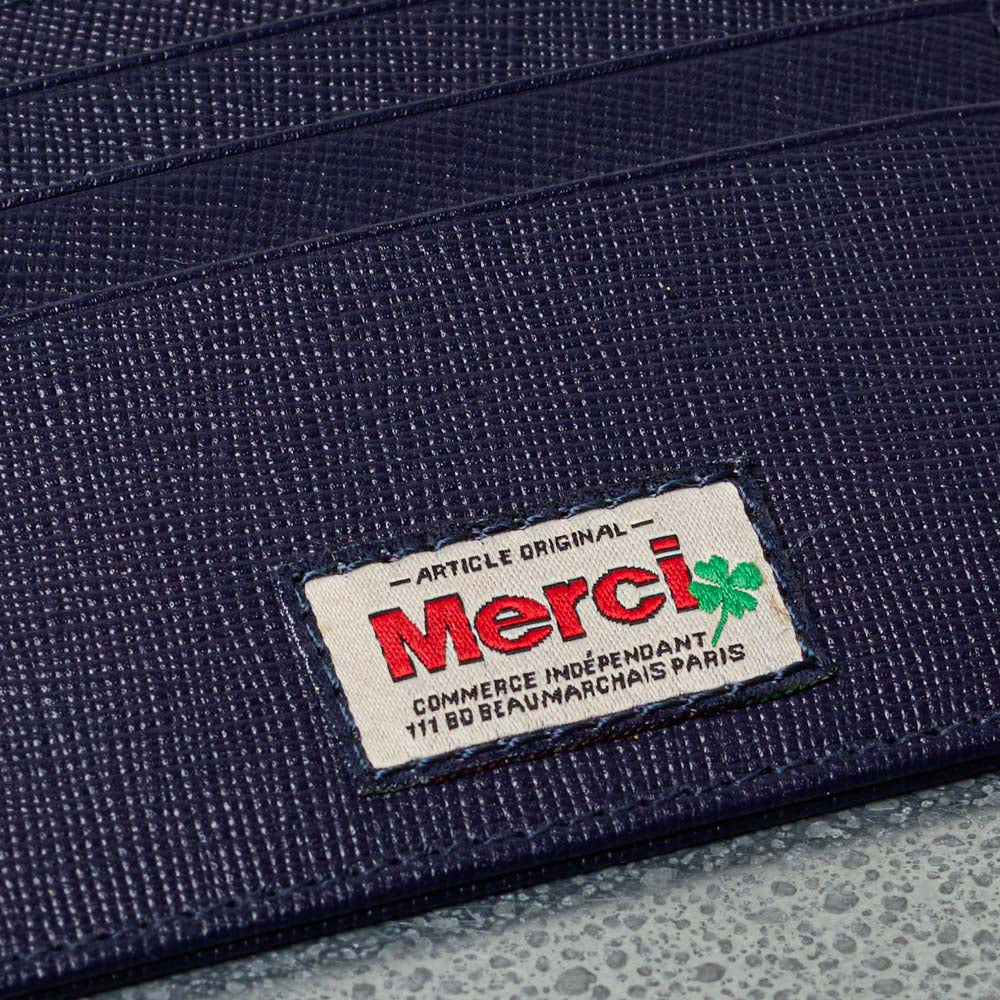 Merci - Porte Carte Plat - Marine