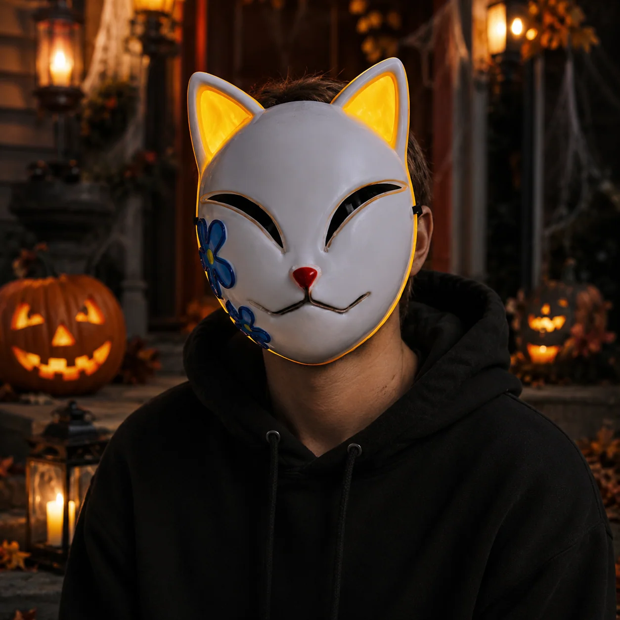 Halloween Mask Cat Design LED Light-Up Costume Light Up Mask - Image 5 Halloween Mask Cat Design LED Light-Up Costume Light Up Mask - Image 5