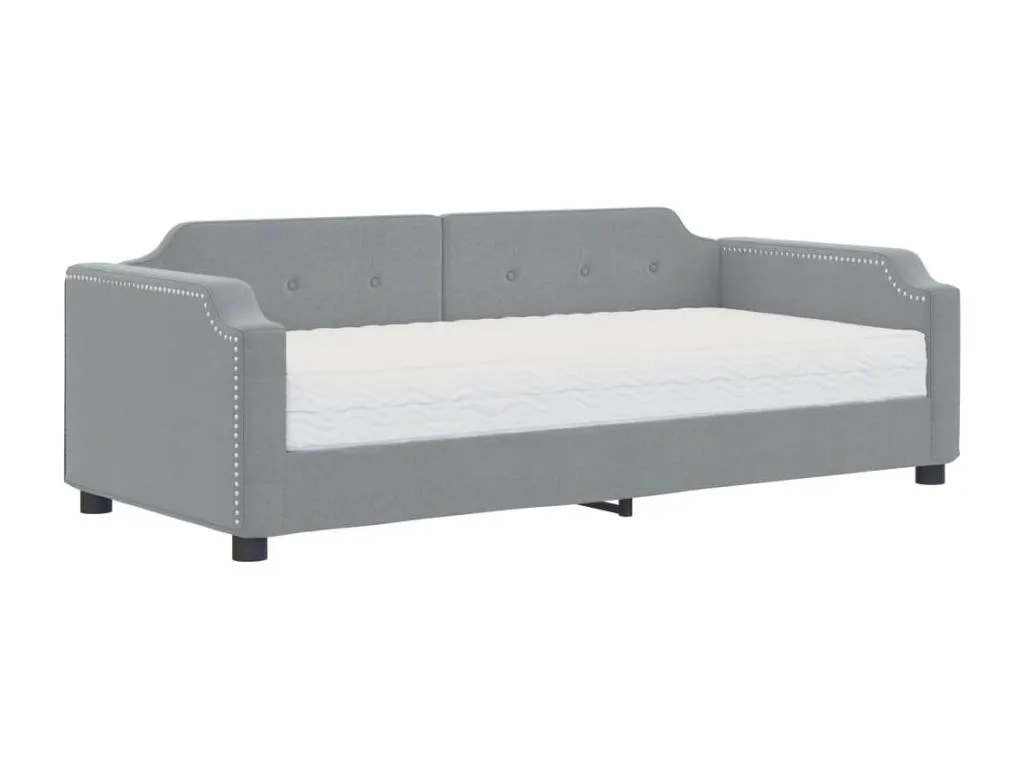Sofá cama con colchón tela gris claro 80x200 cm 17244JVVM