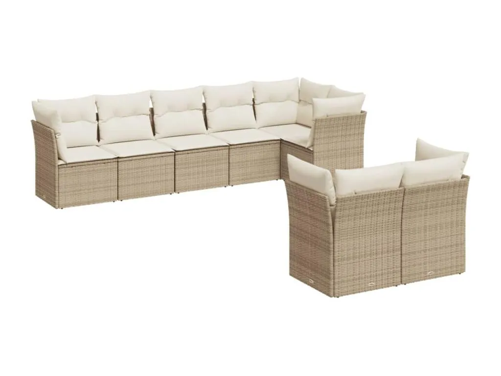 Juego de sofás de jardín con cojines beige 8 piezas ratán PE SYUA48291
