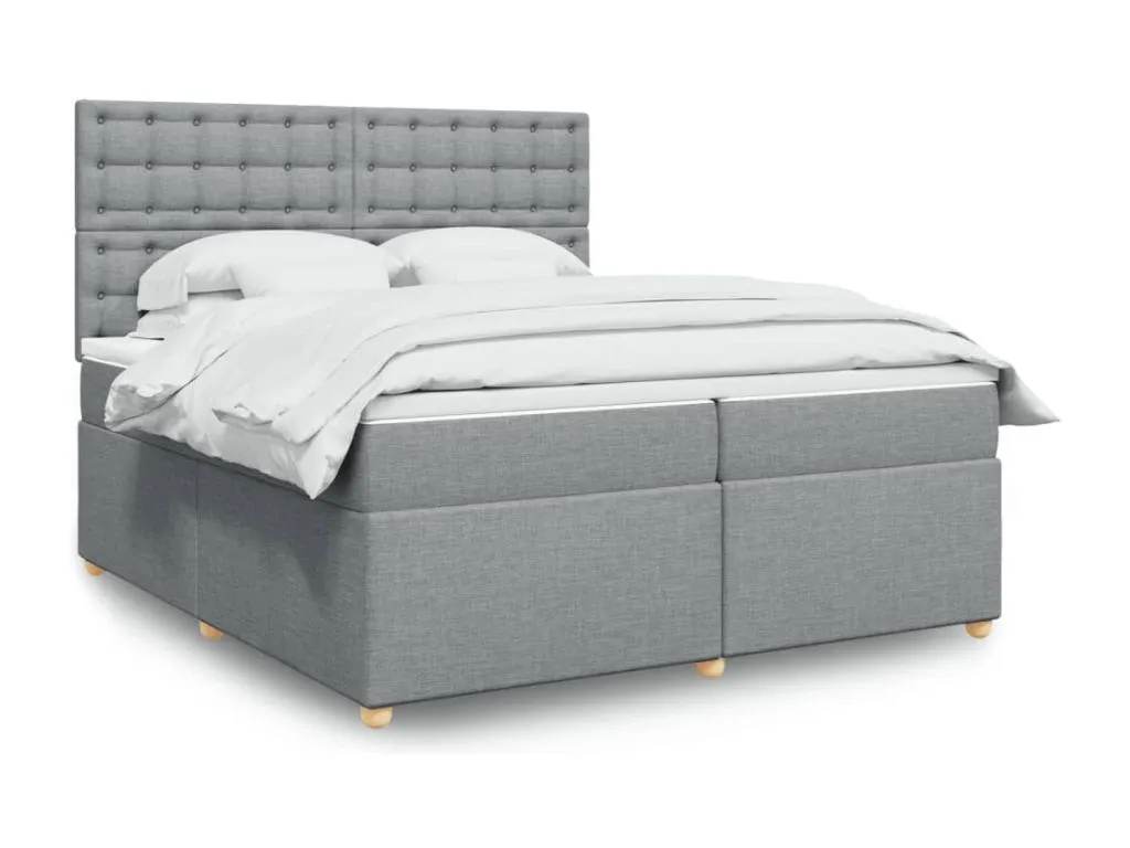 Cama box spring con colchón tela gris claro 200x200 cm big3521671