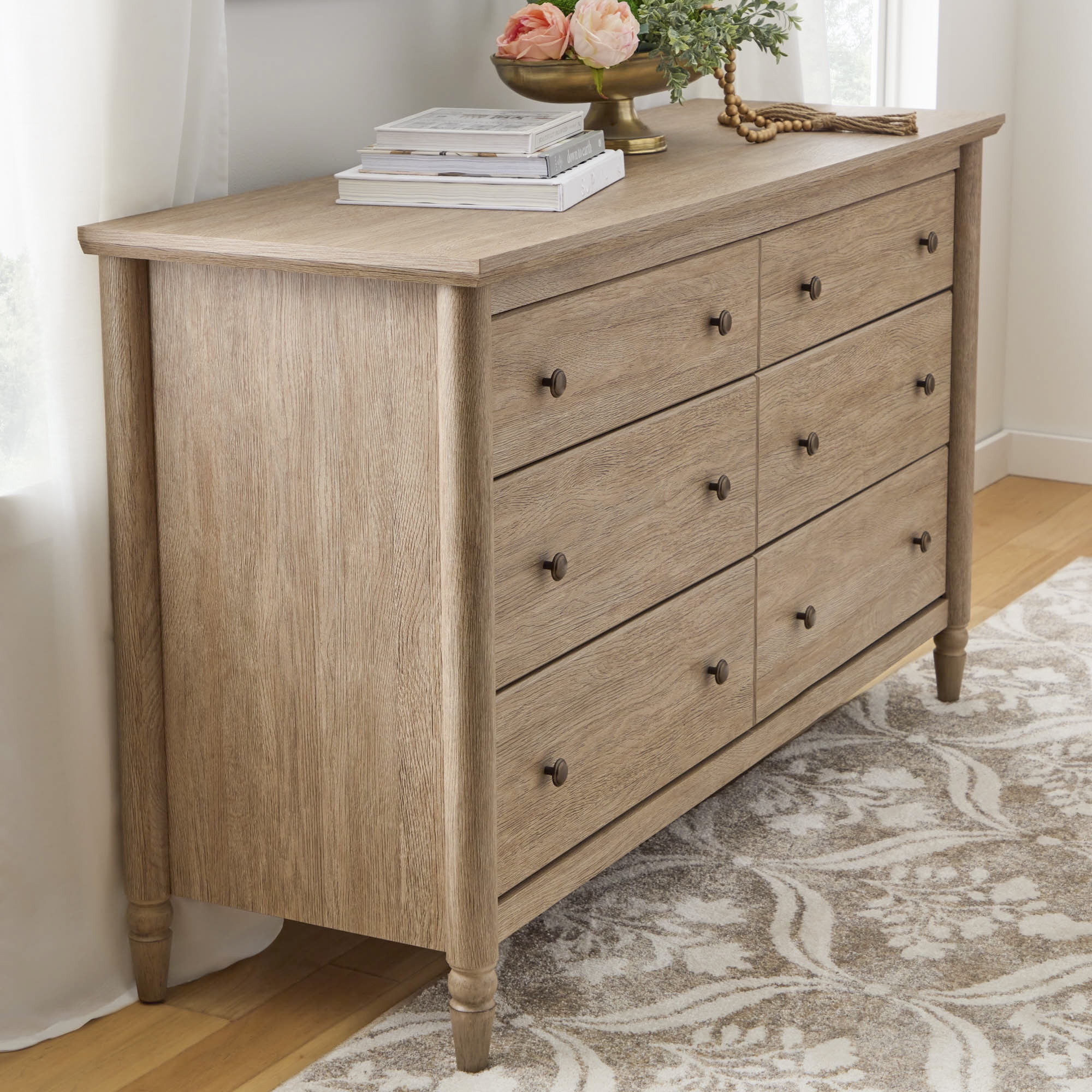 My Texas House Monroe 6-Drawer Dresser, Brushed Oak Finish - Image 5