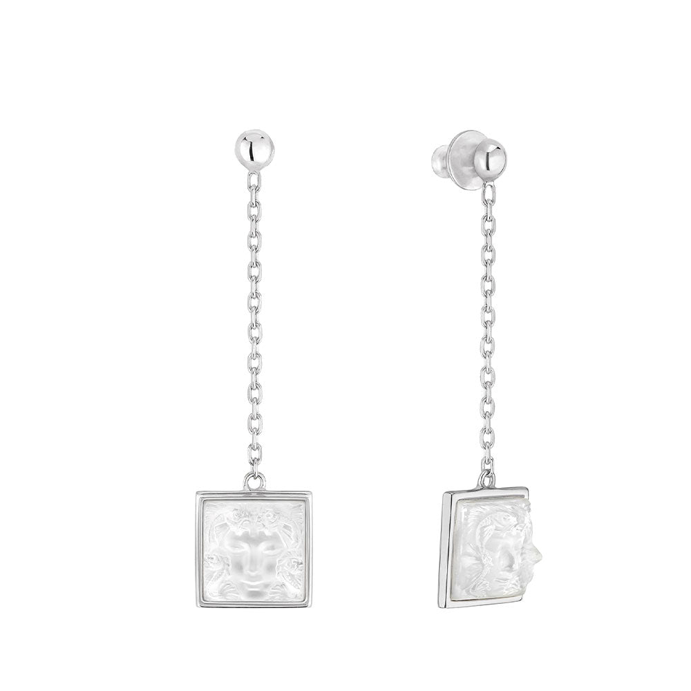 BOUCLES D'OREILLES ARÉTHUSE LONGUES - CRISTAL INCOLORE, ARGENT