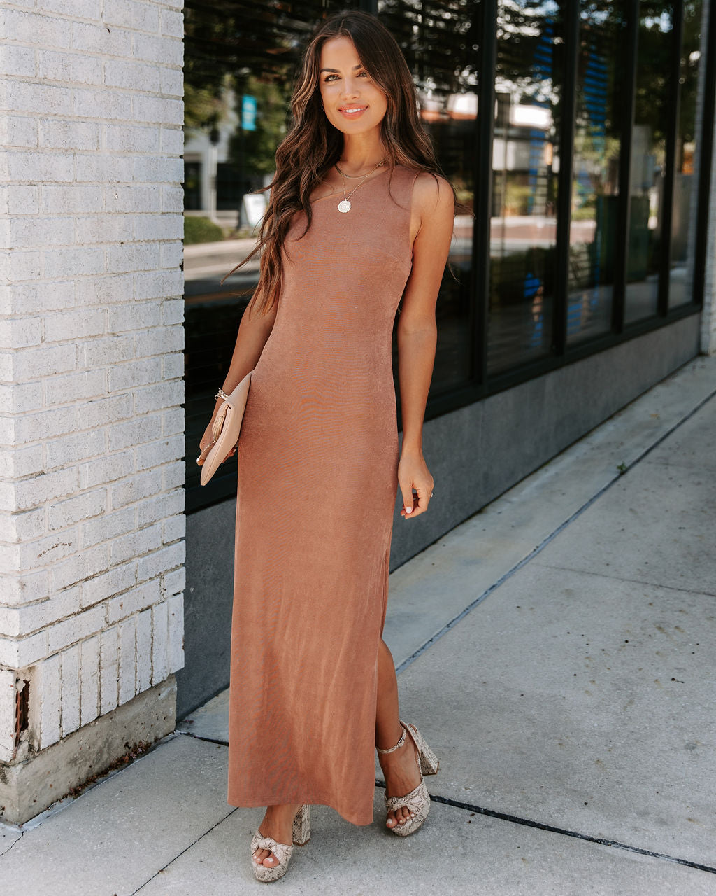 She Is Sensational One Shoulder Midi Dress - Mocha - Se7enfashion
