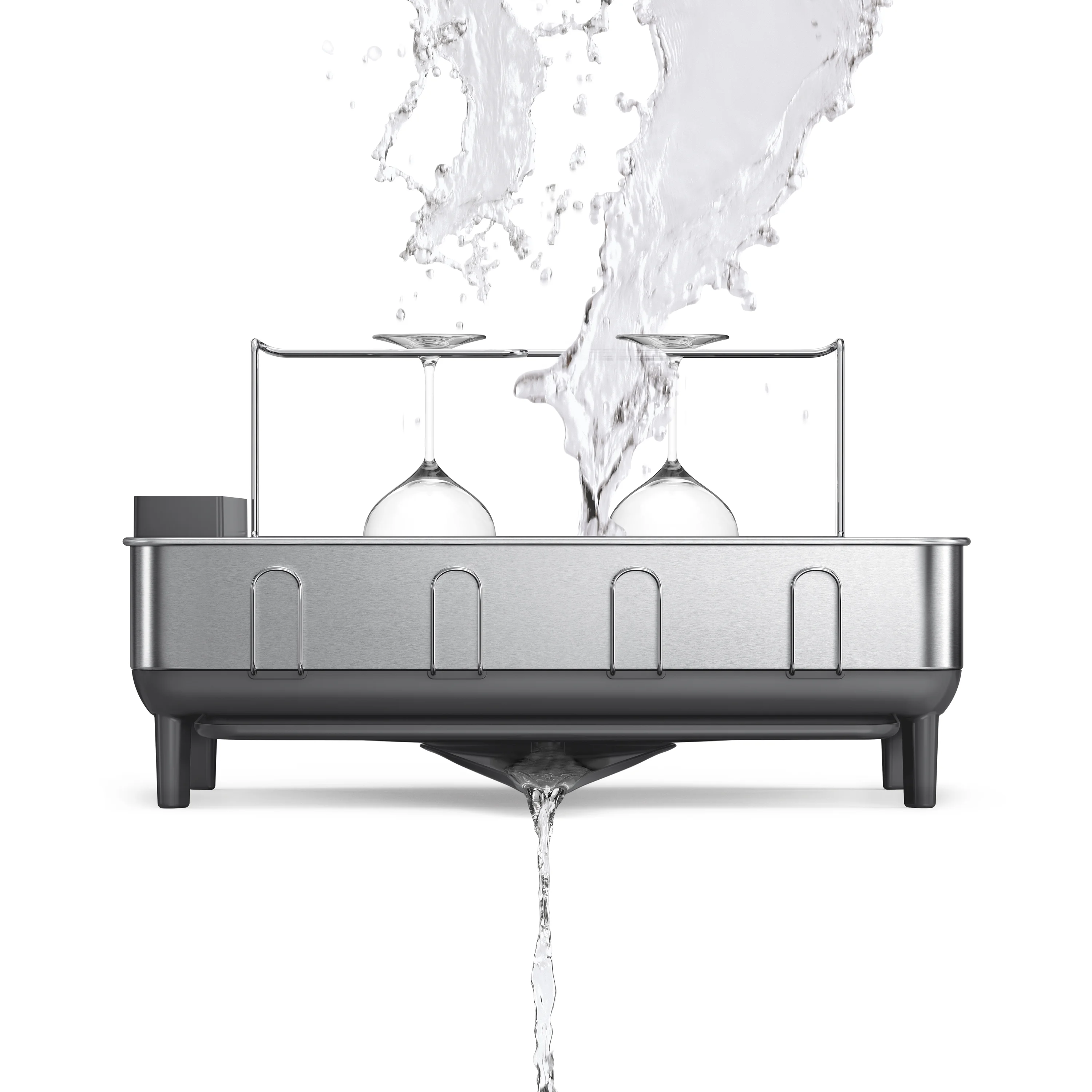 simplehuman Kitchen Dish Drying Rack, Fingerprint-Proof Stainless Steel Frame, Grey Plastic - Image 9