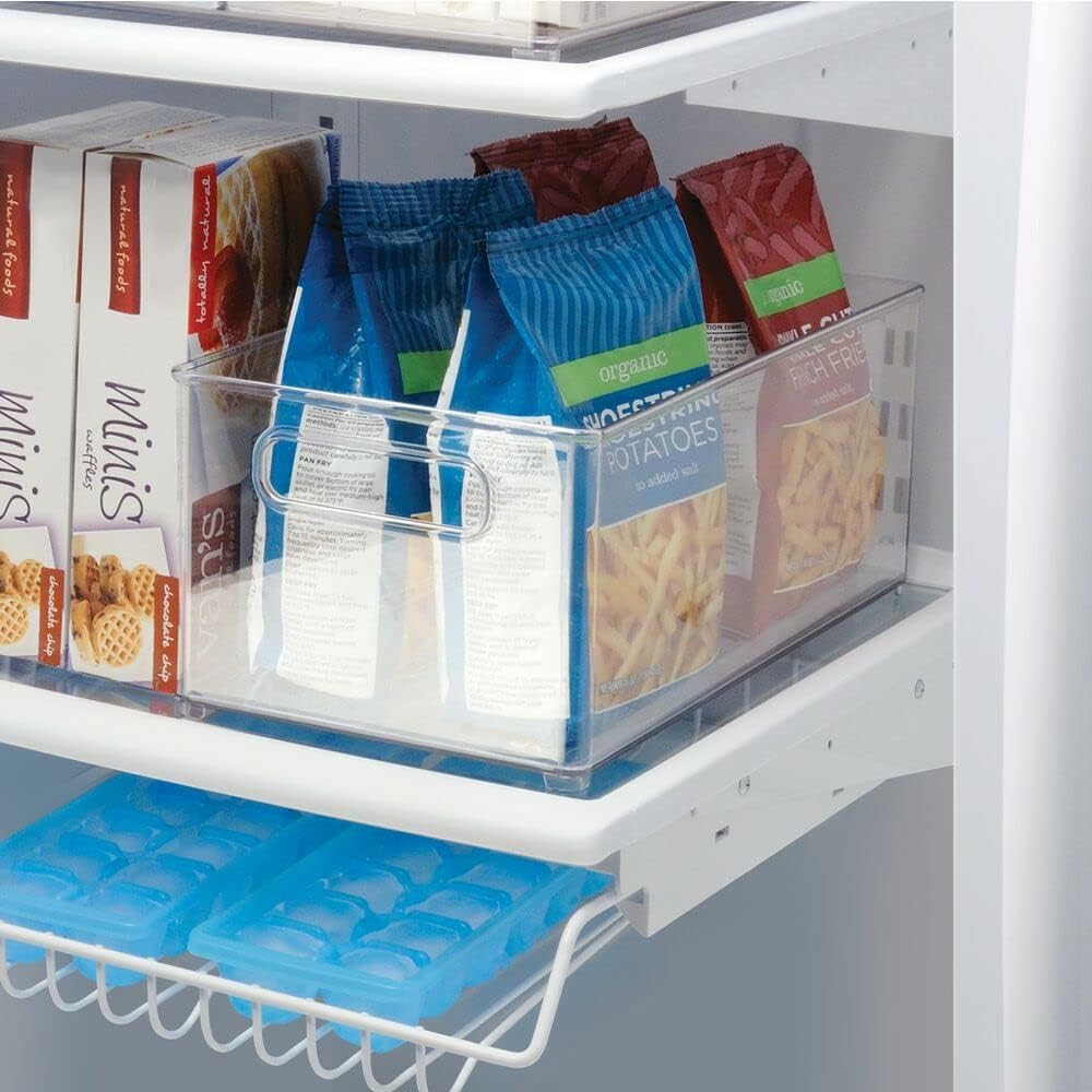 mDesign Deep Plastic Kitchen Storage Organizer Container Bin for Pantry, Cabinet, Cupboard, Shelves, Fridge, or Freezer - Holds Dry Goods, Sauces, Condiments, Drinks, Clear