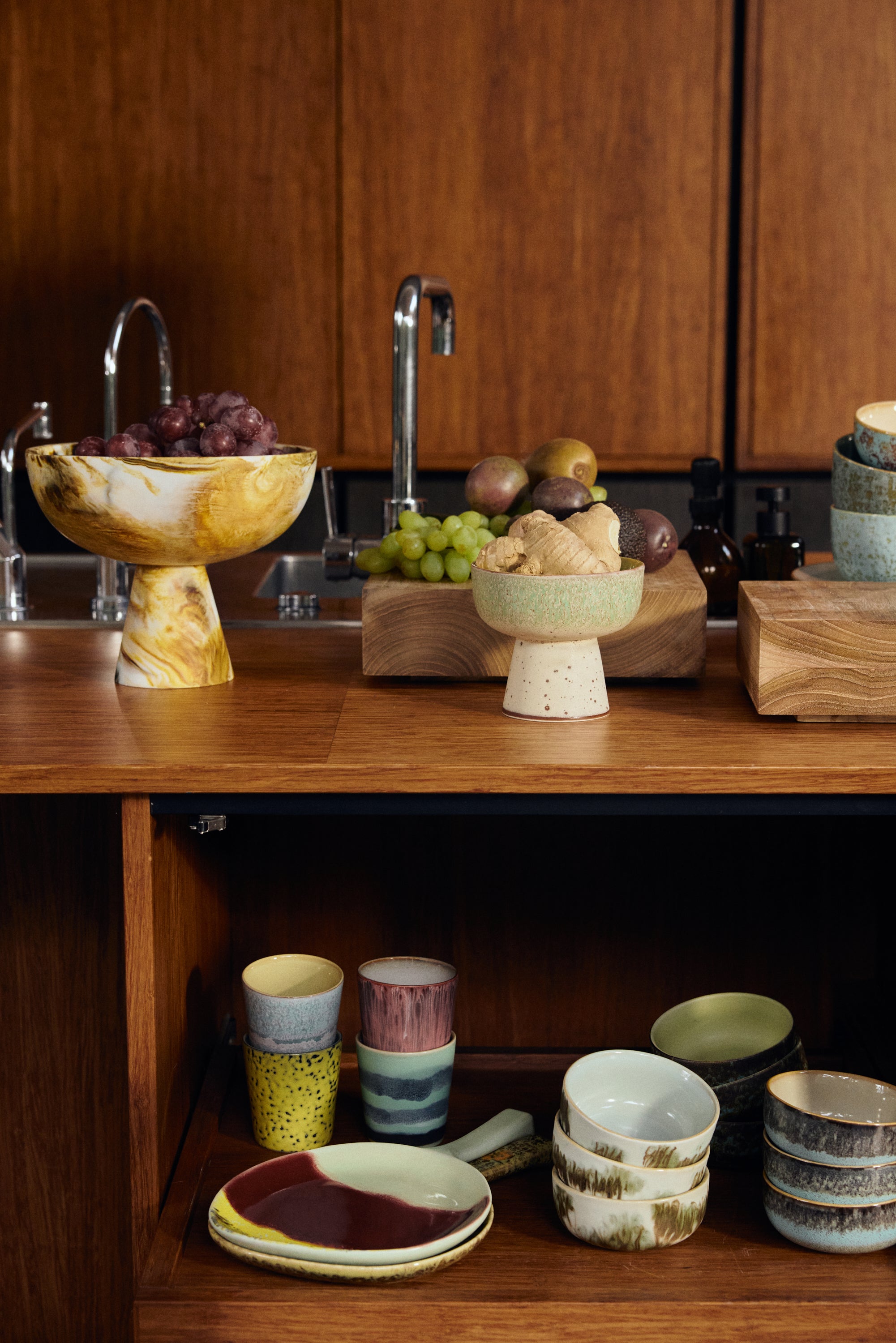 HKliving Marbled Serveerschaal - Ochre