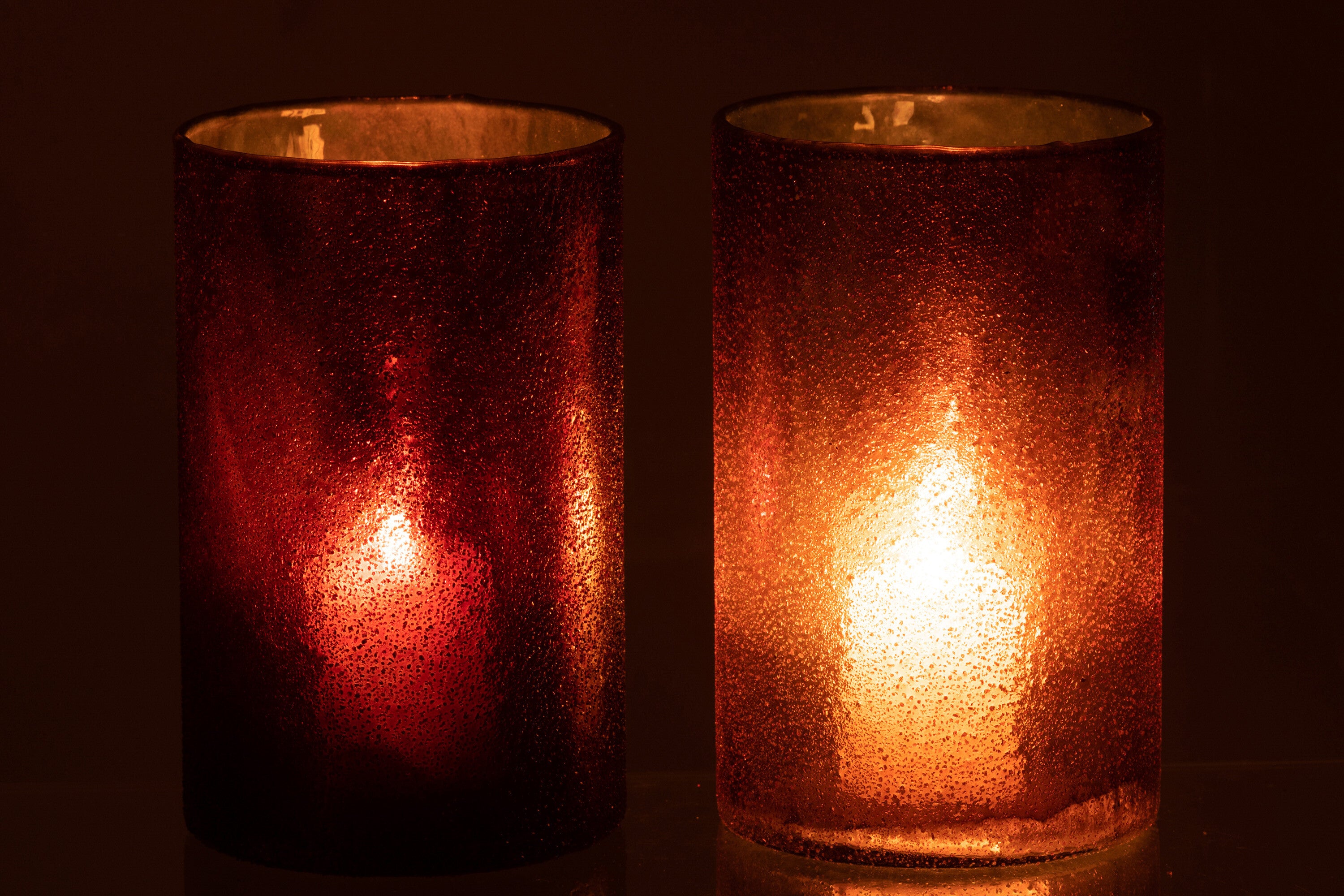 J-Line windlicht Spiegel - glas - koper rood - large - 2 stuks