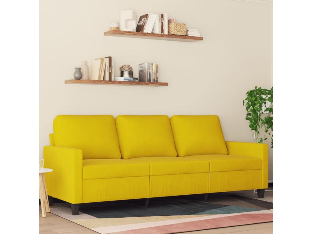 Sofá de 3 plazas terciopelo amarillo 180 cm