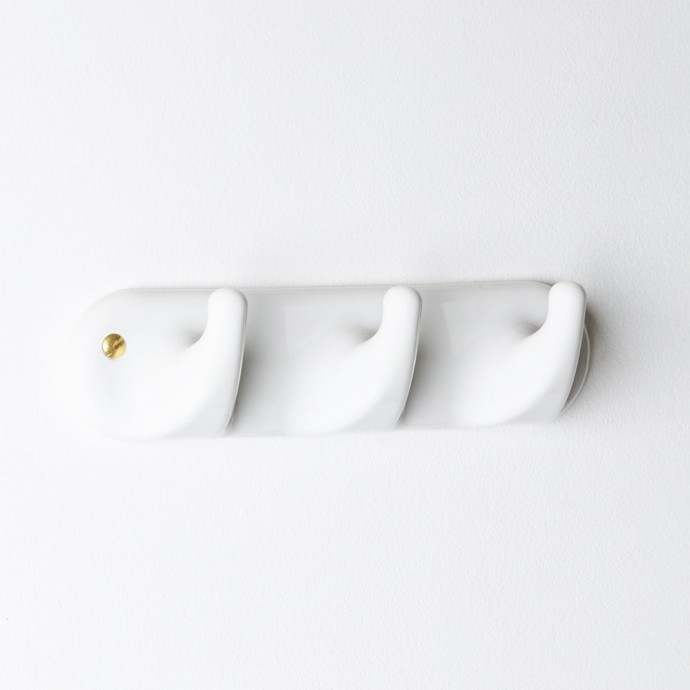 Patere 3 crochets en porcelaine - Blanc