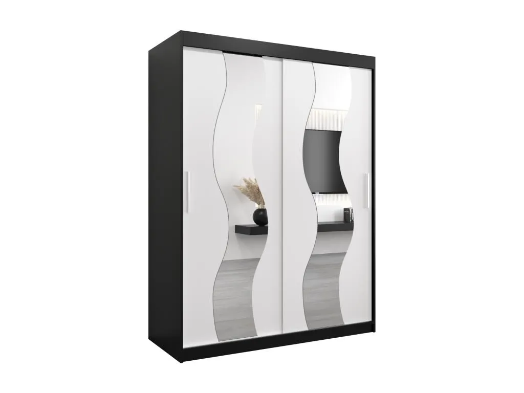 Armario Hogarve de puertas correderas 200/150/62 2 puertas (negro/blanco) 08062dkfe