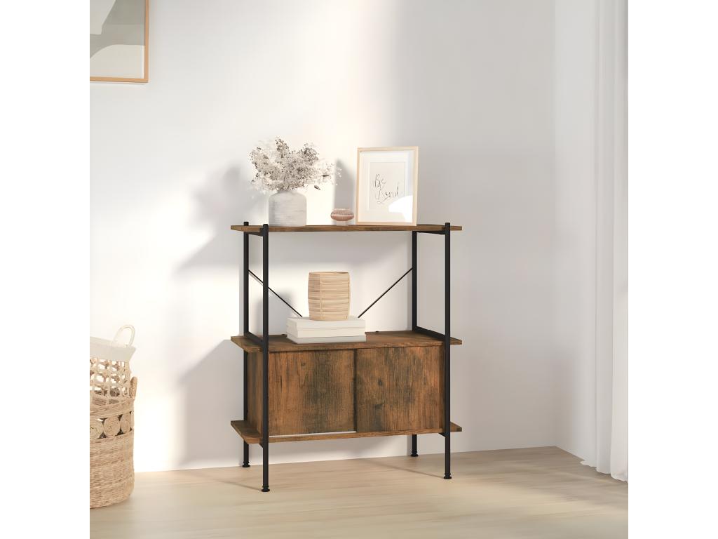 Estantería con armario 3 niveles madera y acero 80x40x92 cm