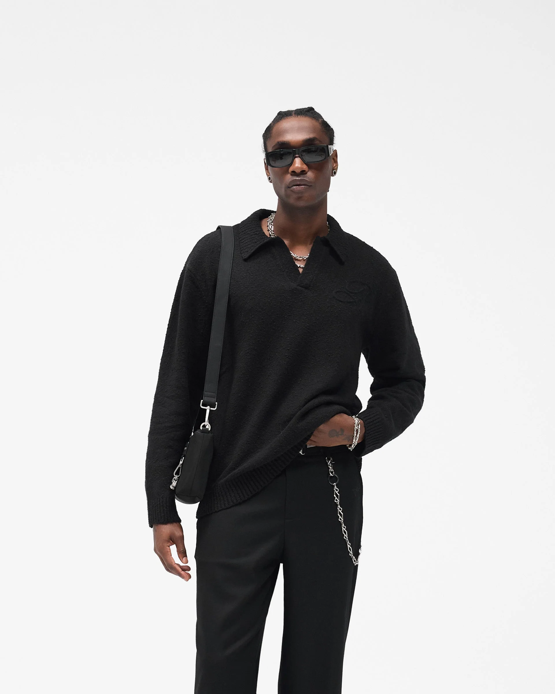 Knitted Polo - Jet Black