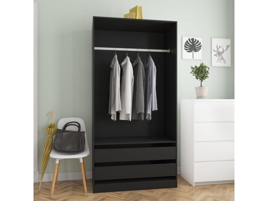Armario de madera contrachapada negro 100x50x200 cm