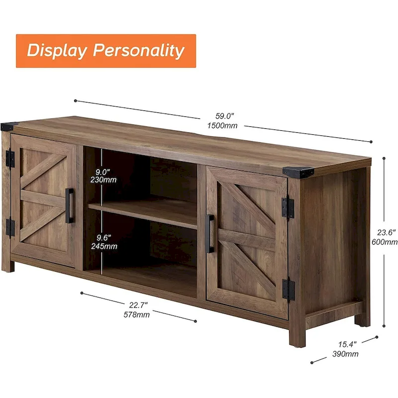 Rustic Farmhouse Barndoor TV Stand - Entertainment Center for TVs up to 70 Inches
