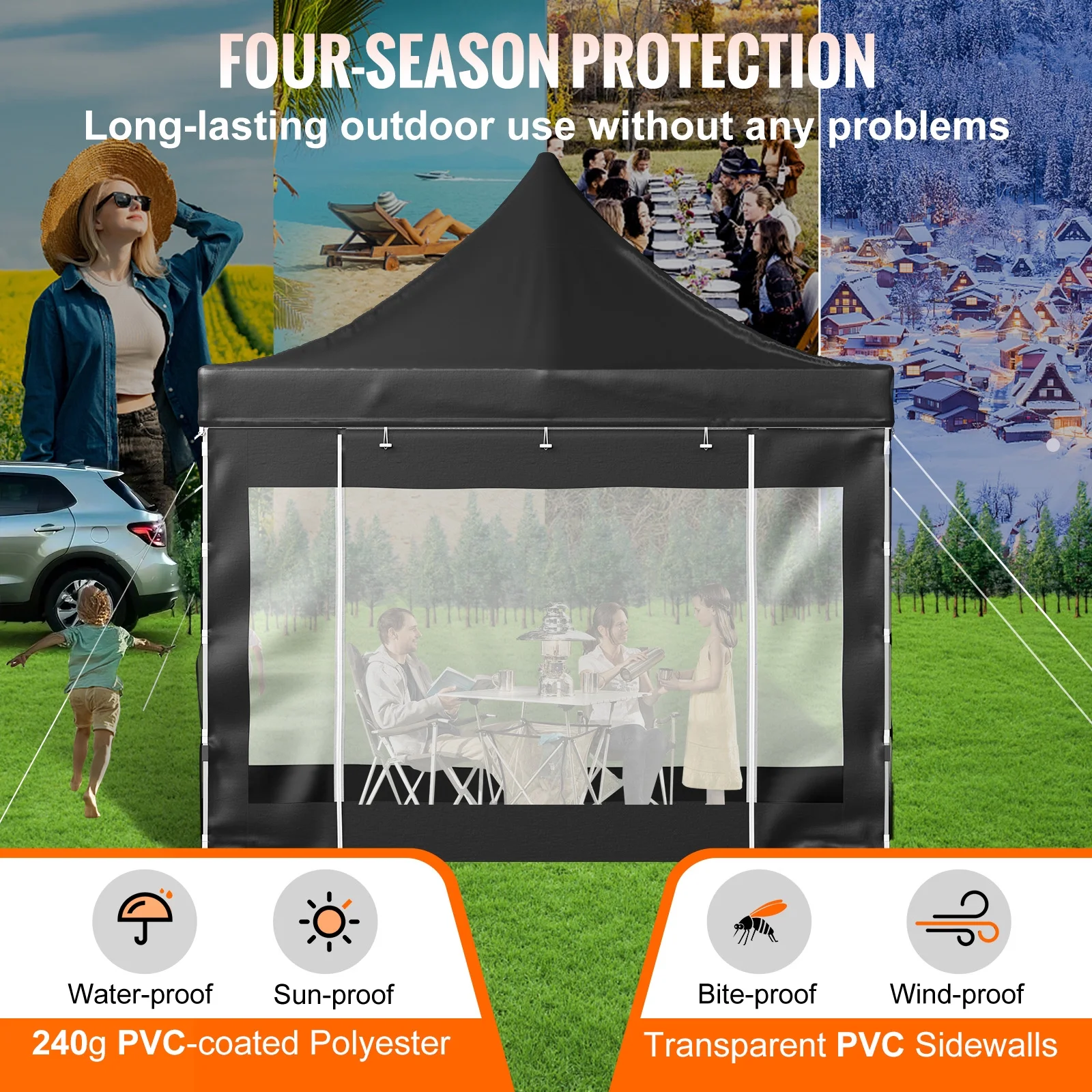 BENTISM 10' x 10' Instant Pop Up Gazebo Tent, Adjustable Height with UV Resistant - Image 4