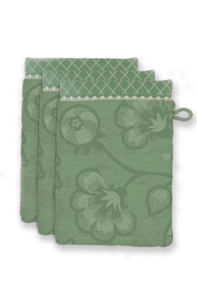 Washcloth Set/3 Jasmin Jacquard Green 16x22cm