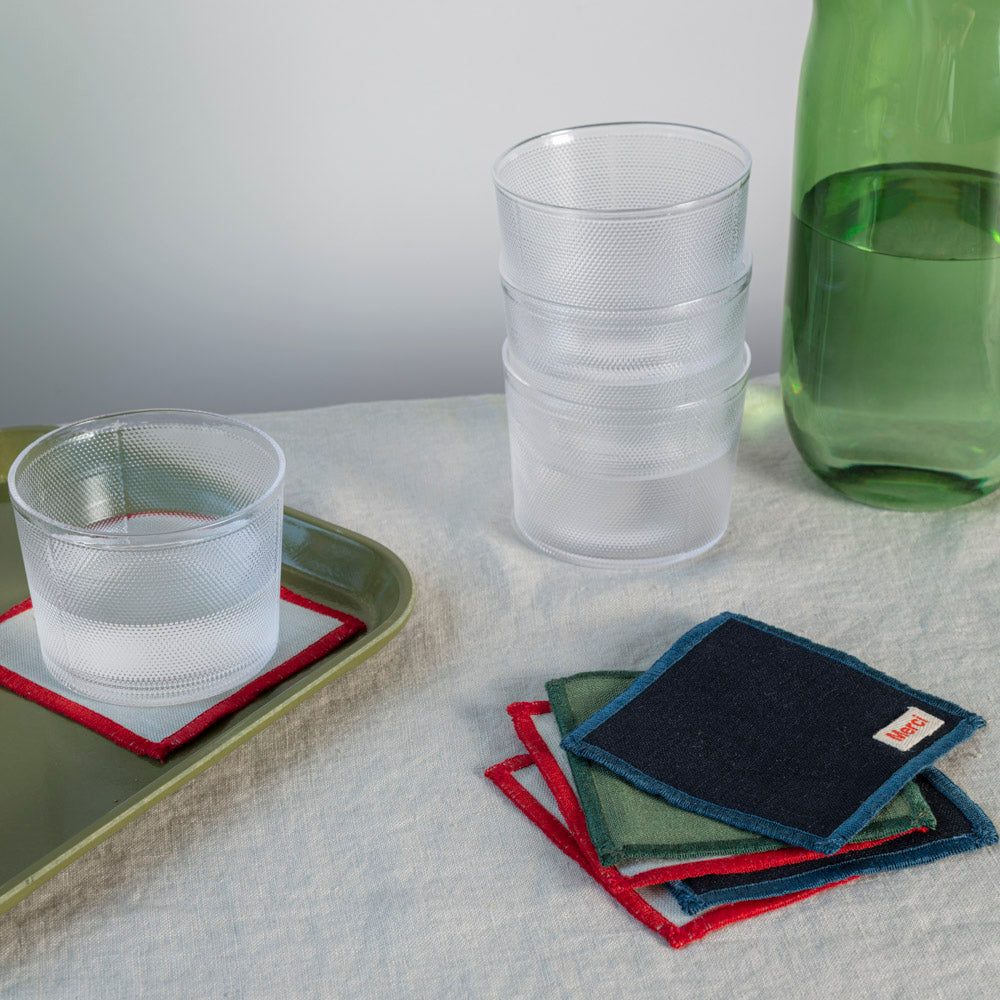Ensemble de 6 dessous de verre en lin lavé - Bleu encre