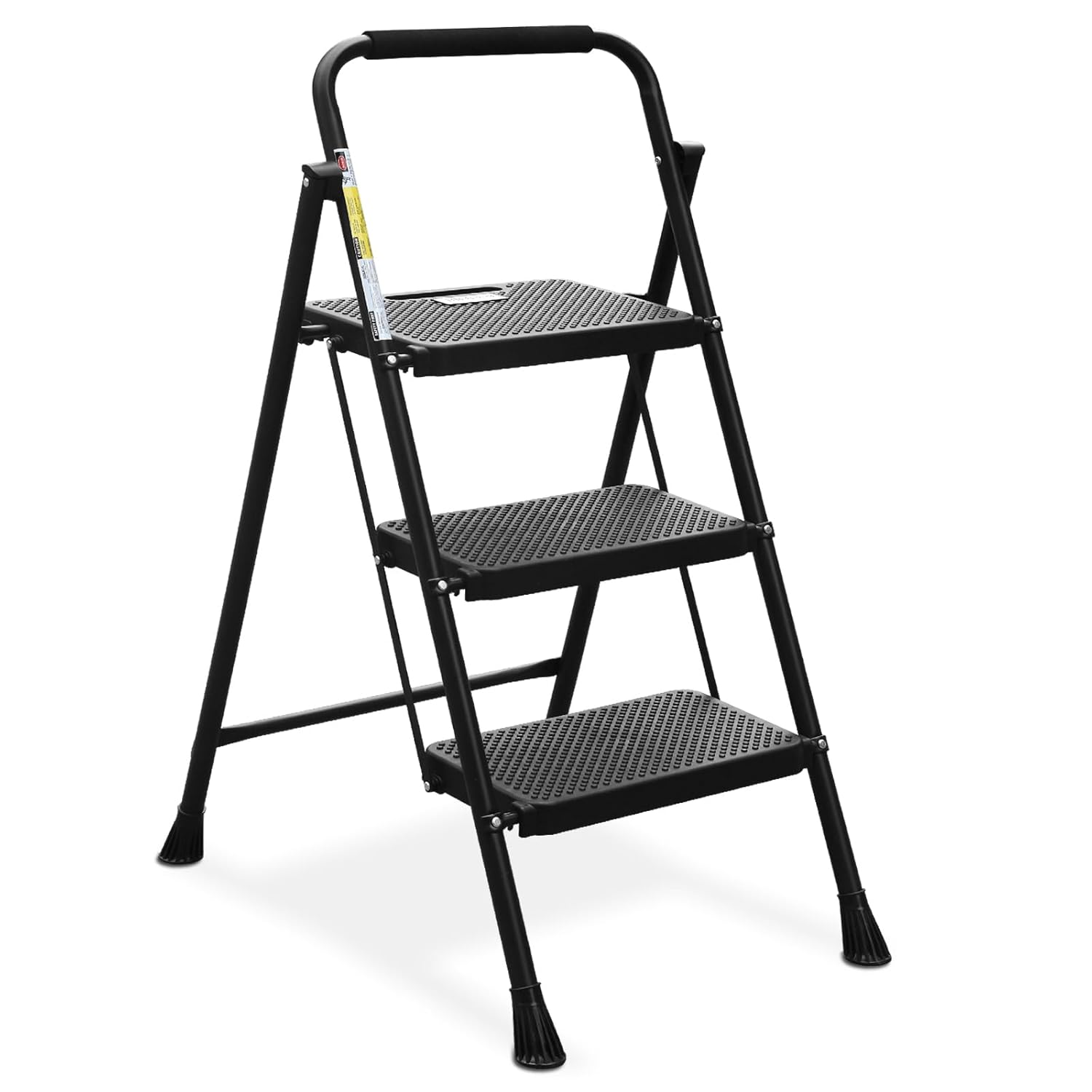 WAYFAIR HBTower 3 Step Ladder, Folding Step Stool With Wide Anti-Slip Pedal, Sturdy Steel Ladder, Convenient Handrail, Lightweight, Portable Steel Step Stool