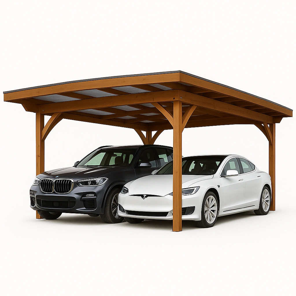 Garaje exterior de madera, aspecto madera natural, L 500 x An 300 x Al 250 cm