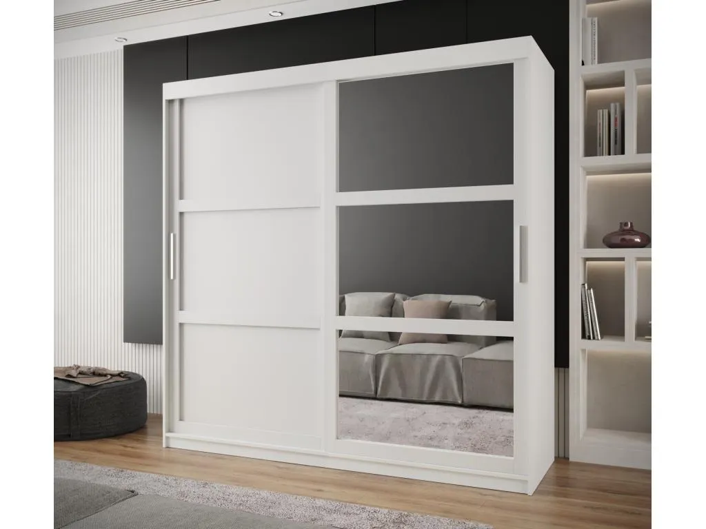 Armario Miror de 3 puertas correderas, blanco puro, 200x200x62 cm mpq3430919