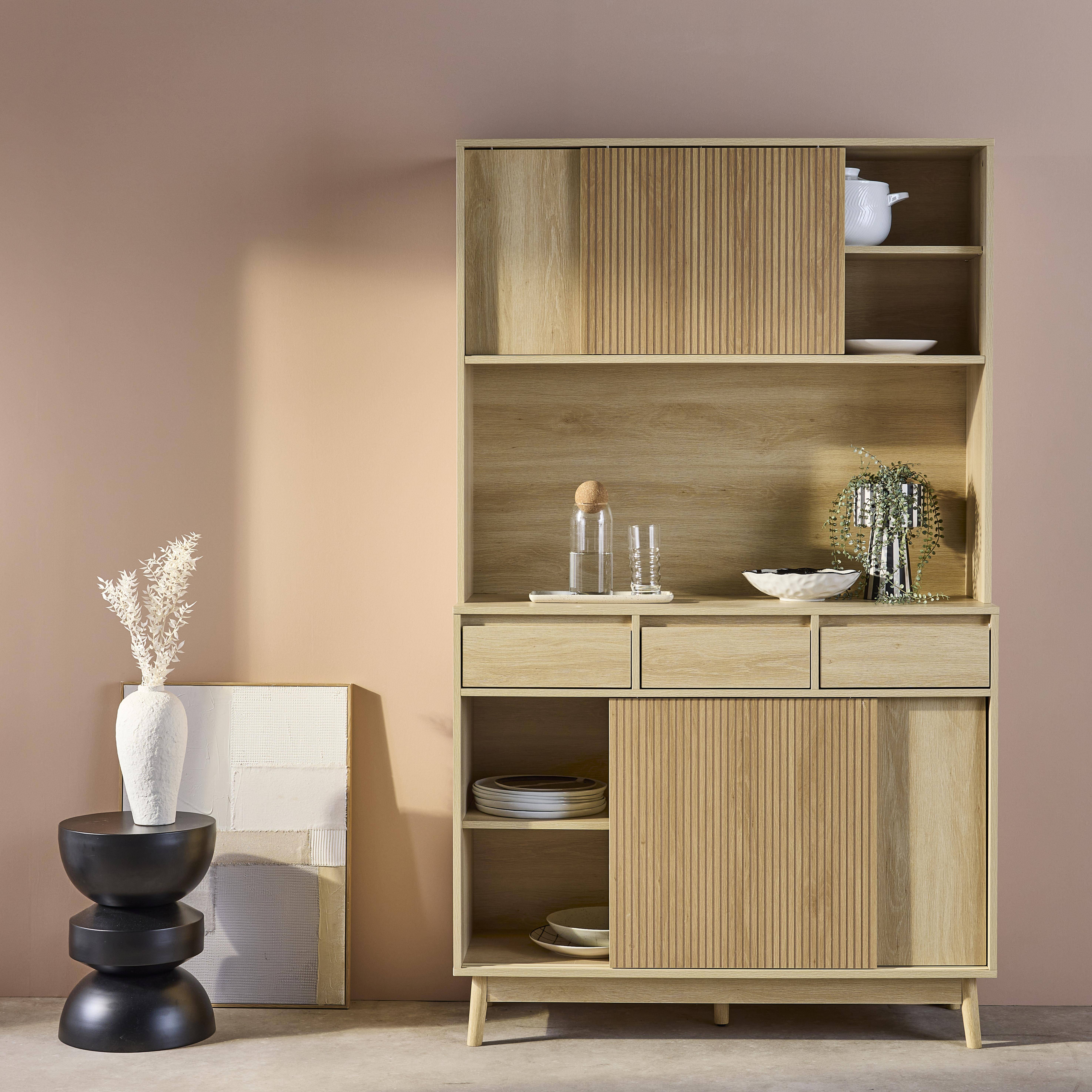Linear - Aparador decorado en madera 4 puertas 3 cajones, 110cm