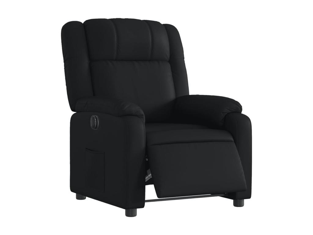 Sillón reclinable eléctrico de cuero sintético negro