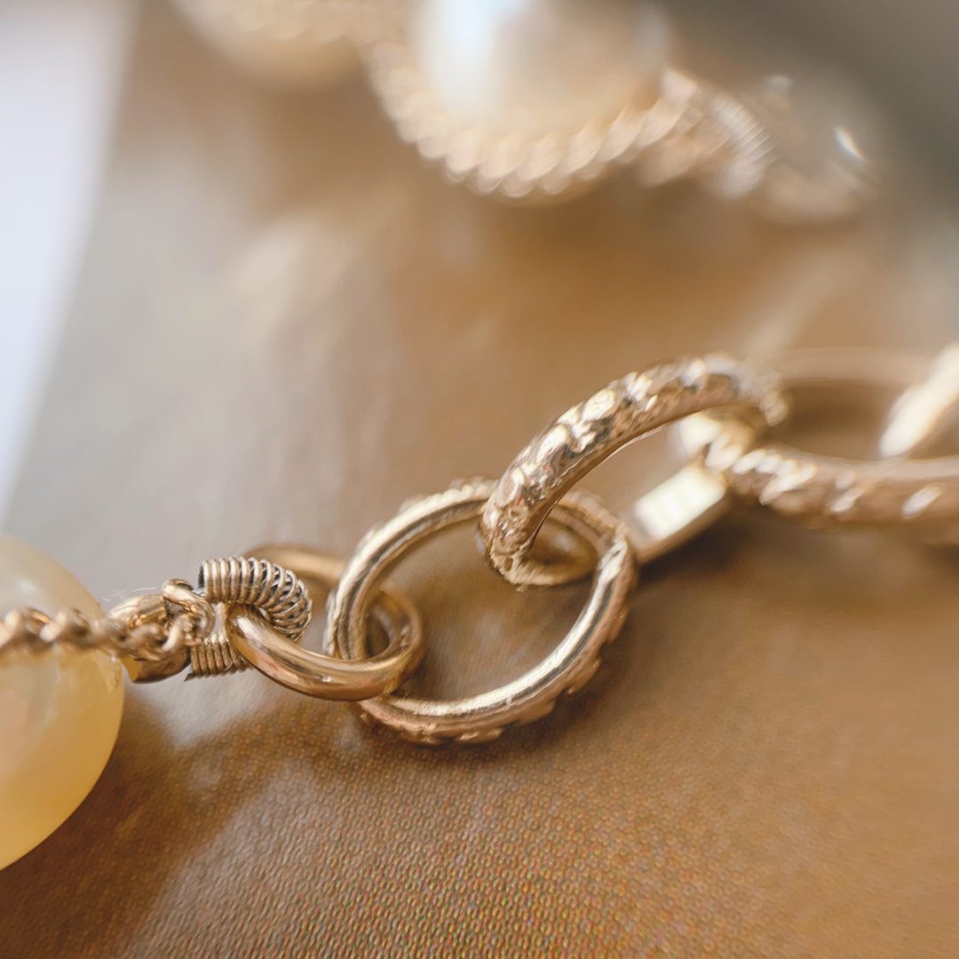 Chanel Light Gold Chain Wrap Pearl Bracelet with CC Charm - Original Replica Club