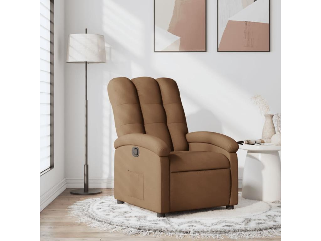 Sillón reclinable de tela marrón