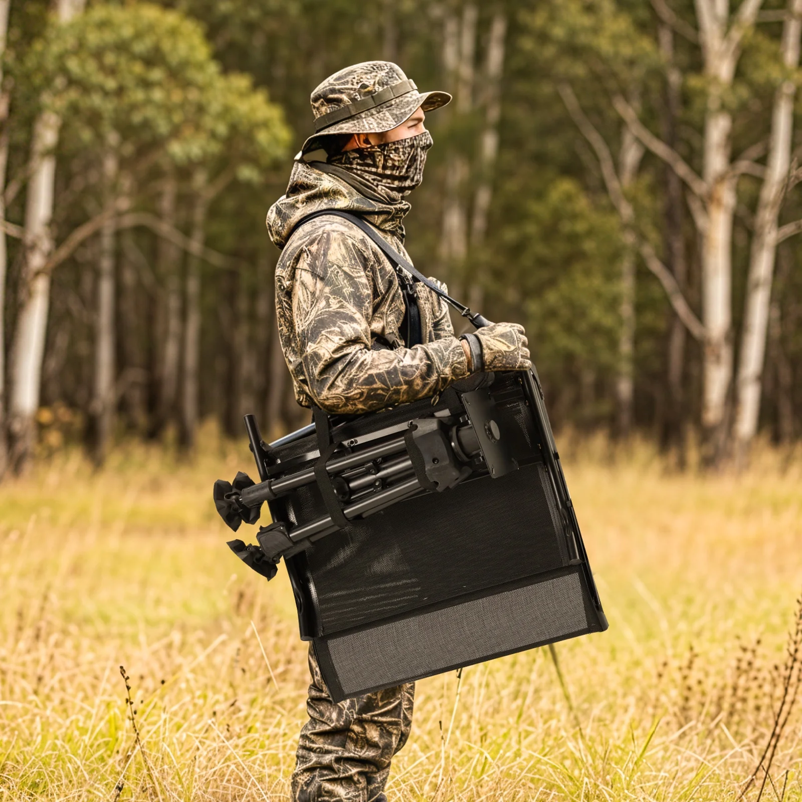 Danrelax 360- Silent Camo Hunting Blind Chair, Armrests, Side Pouch, Telescopic Legs - Image 50