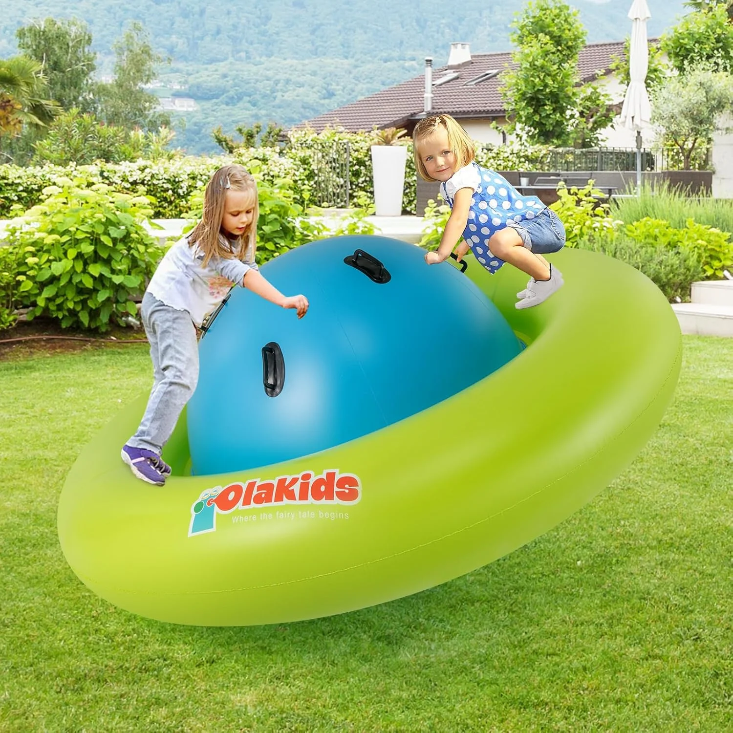 OLAKIDS 8FT Inflatable Dome Rocker Bouncer, Outdoor Kids Giant Roll and Play Seesaw Rocker with 6 Secure Handles, Max Weight 250 LBS, Toddlers Climbing Toy Backyard Play Center Equipment - Image 17