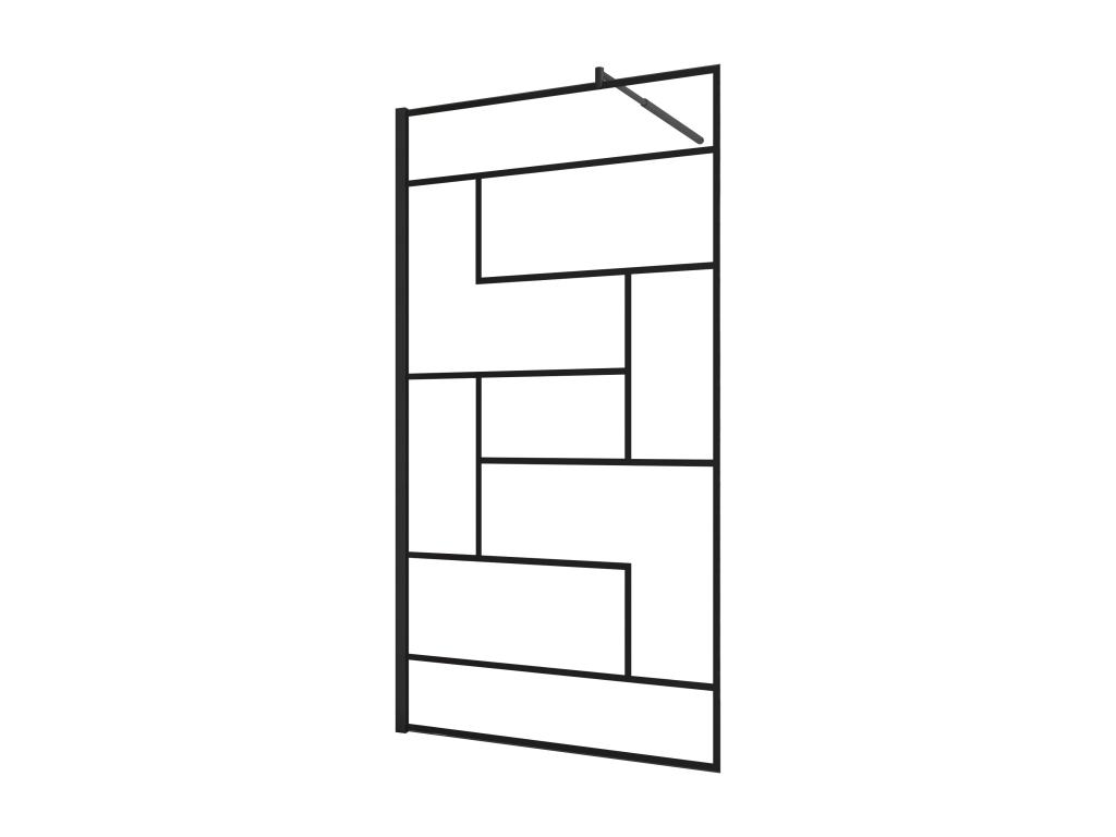 Panel de ducha serigrafiada,vidrio 8mm antical,barra 70-120cm,perfil negro,(98-100)x200cm